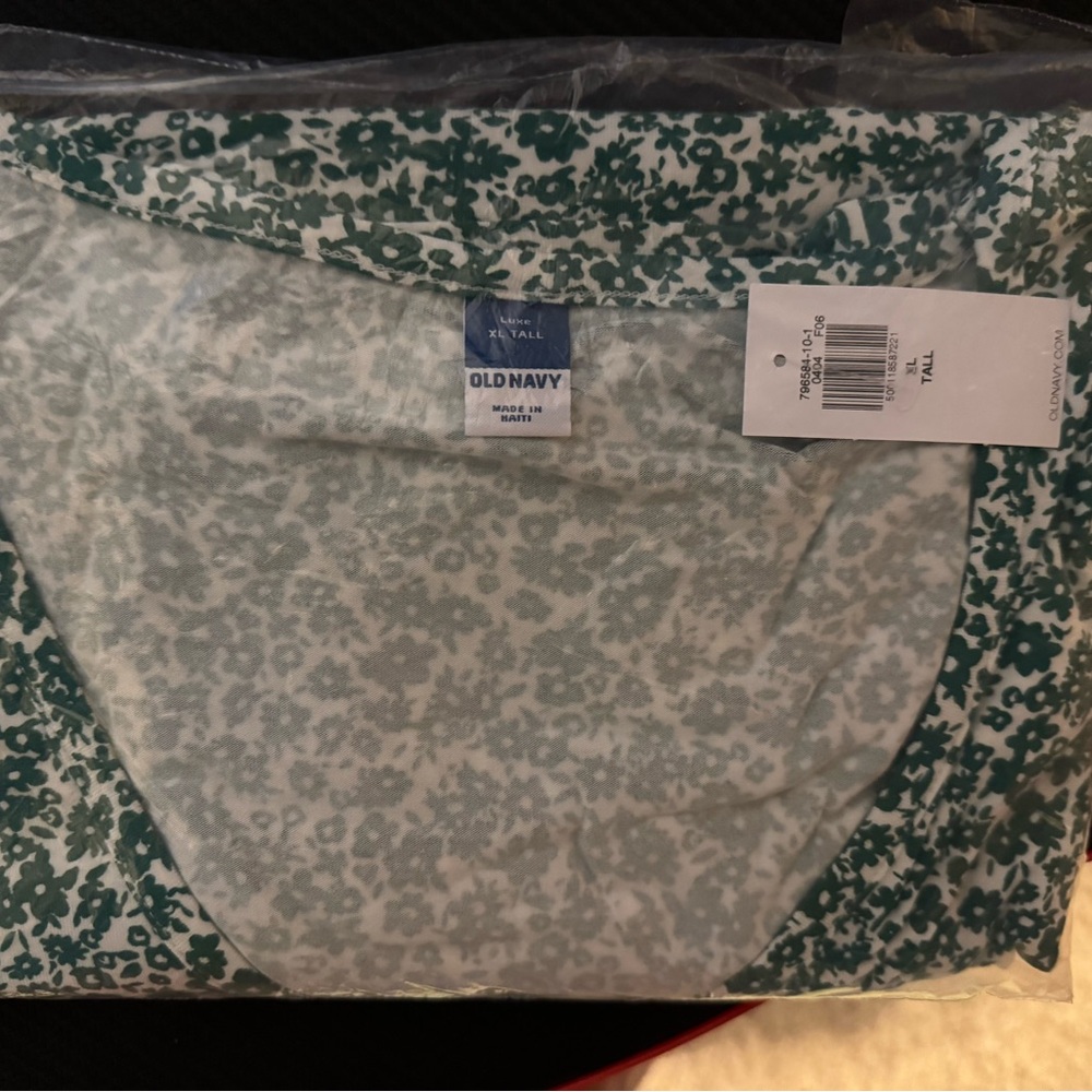 Old Navy Teal and Cream Floral Top